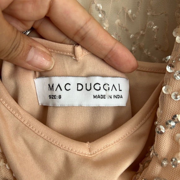 Mac Duggal Beaded Champagne Mini Dress NWT | Long Sleeve Cocktail Size 8 - Picture 4 of 10